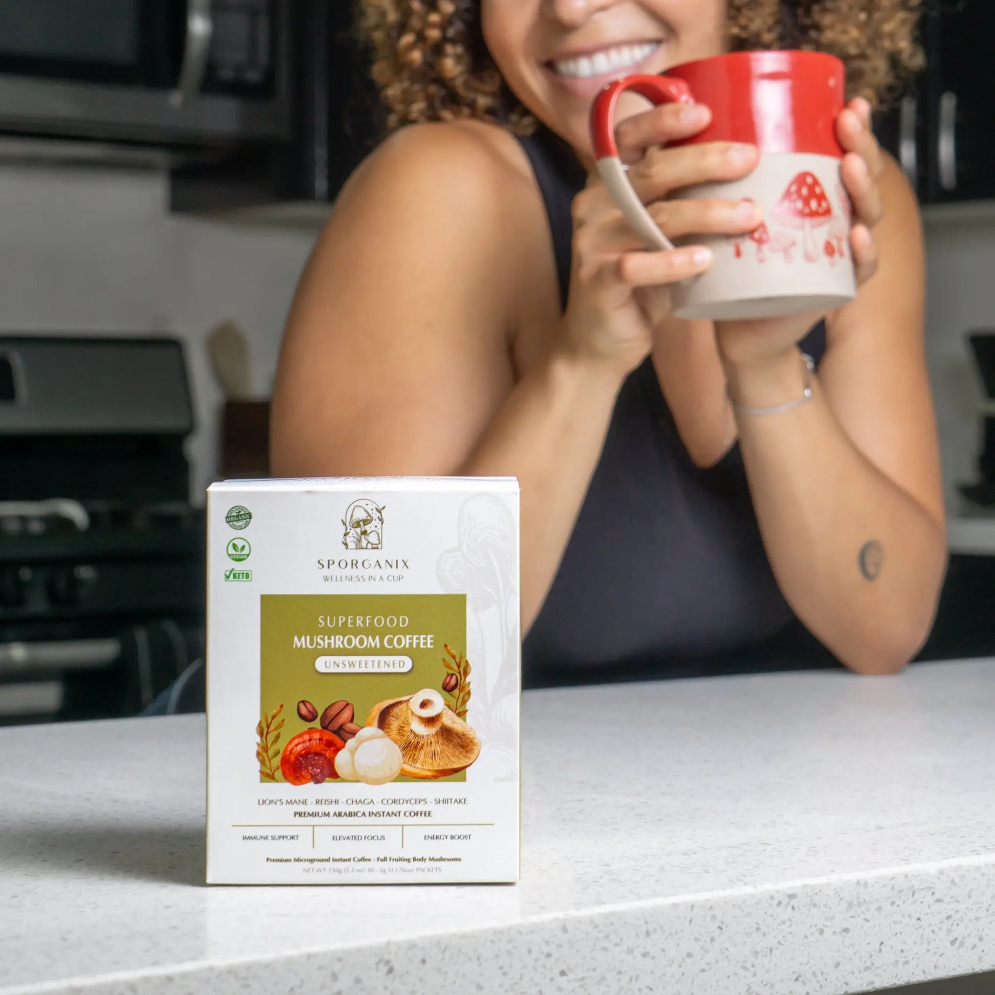 Organic mushroom coffee with Lion’s Mane, Reishi, and Chaga